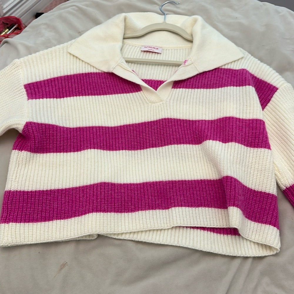 Pink Striped Pullover Sweater!